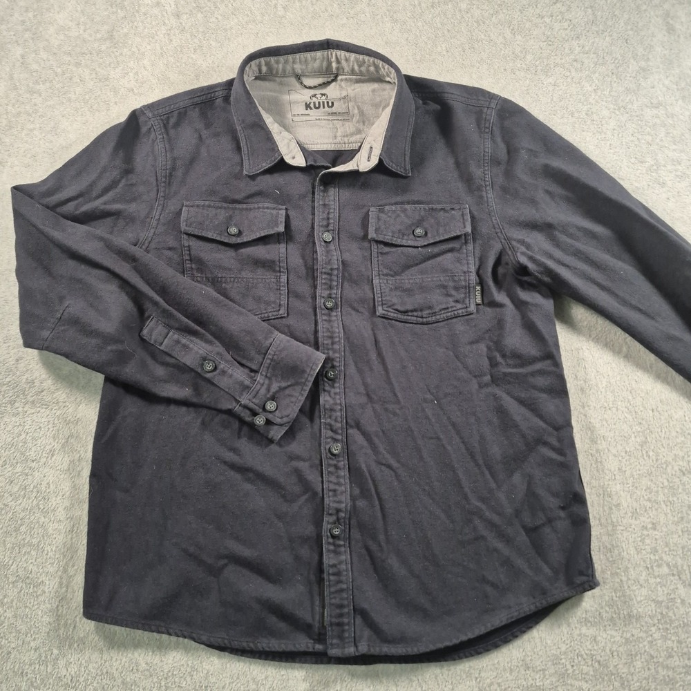 Kuiu Shirt Men's Large Field Flannel Button Up Long Sleeve Blue Cotton Wool